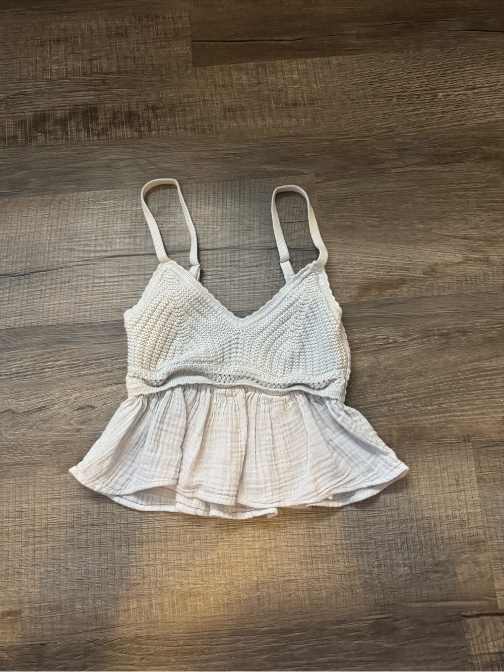 Hollister Cream Textured Knit Peplum Cami